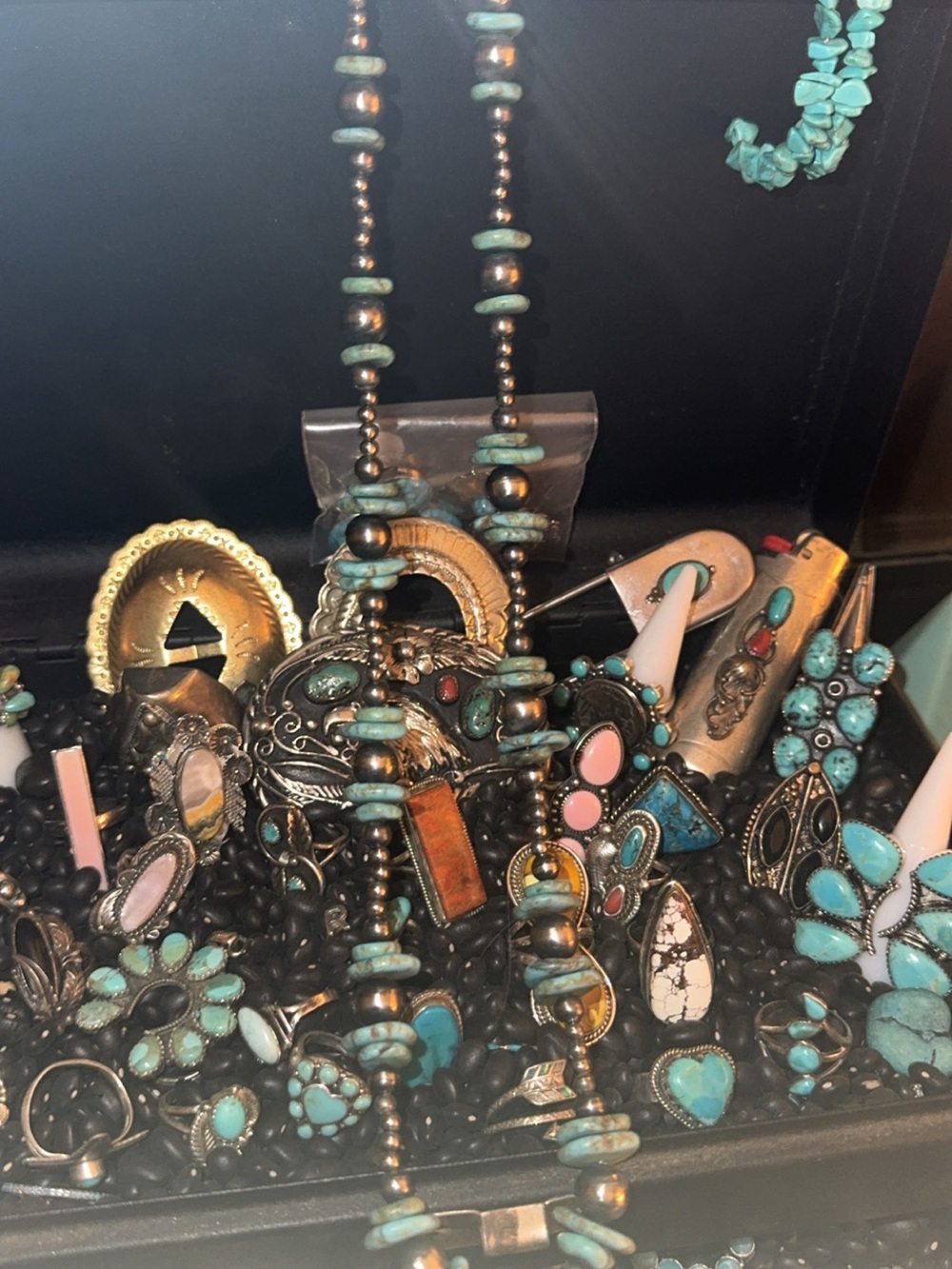 Vintage sterling silver pearl and turquoise necklace